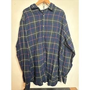 North Axis Mens 3XLT Blue Plaid Flannel Vintage 90s Warm  Button Shirt Tall Y2K